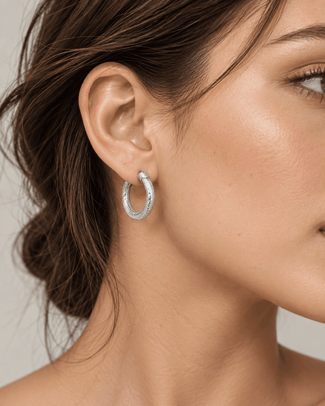 گوشواره نقره حلقه‌ای تراش‌دار