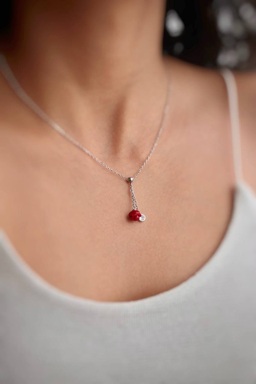 گردنبند نقره رز روژ